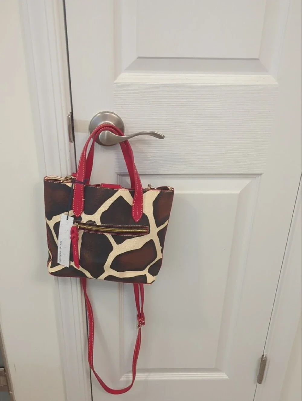 Dooney & Bourke Giraffe Print Crossbody with Red Trim